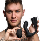 Trinity Vibes Prostate Vibrator Black 7x Silicone Prostate Plug With Ball Stretcher And Remote at the Haus of Shag