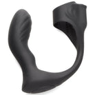 Trinity Vibes Prostate Vibrator Black 7x Silicone Prostate Plug With Ball Stretcher And Remote at the Haus of Shag