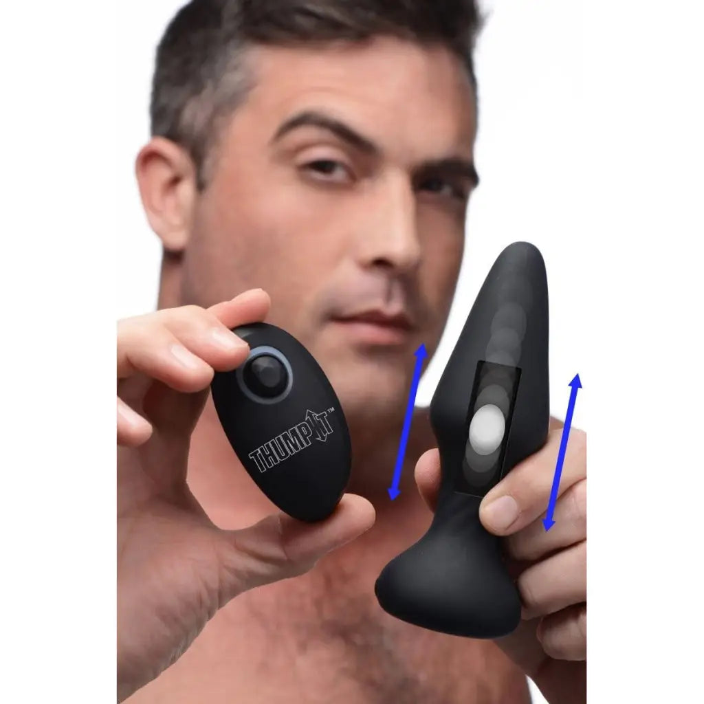 Displaying the 7x Slim Thumping Silicone Anal Plug for adults