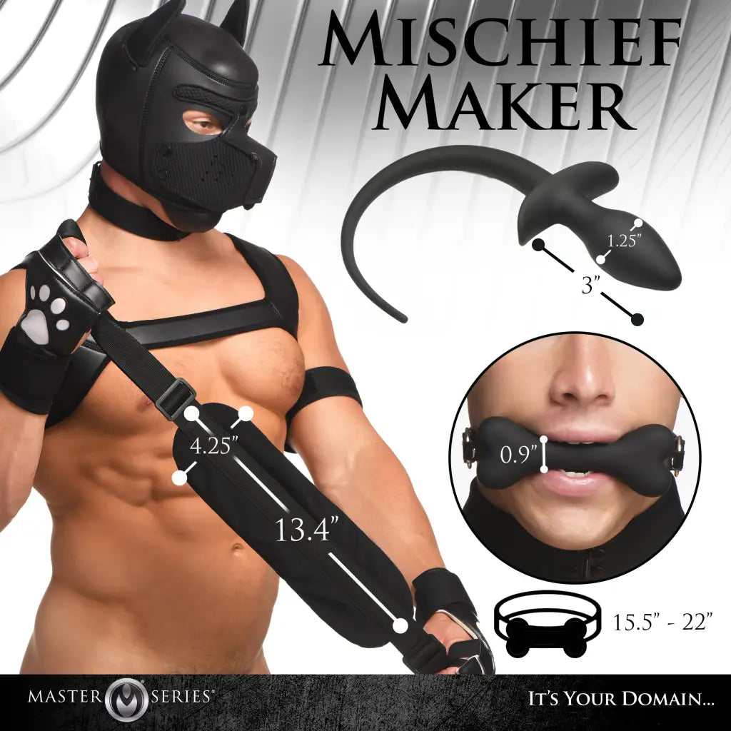 9 Piece Deluxe Pup Arsenal Set - Black - Bondage Kit