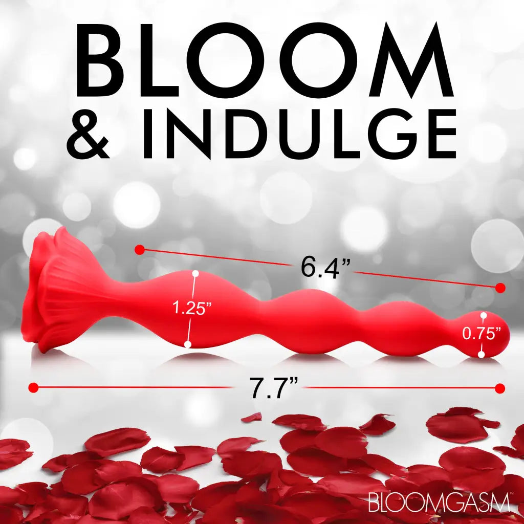 9x Beaded Bloom Silicone Rose Vibrator - Red - Anal Beads