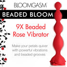 9x Beaded Bloom Silicone Rose Vibrator - Red - Anal Beads