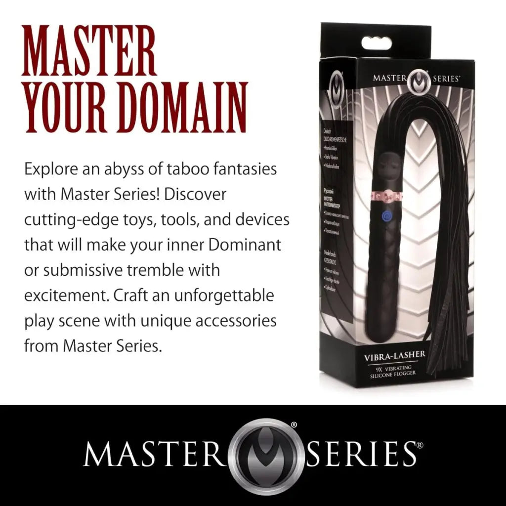 Master Series Impact 9x Vibrating Silicone Dildo Flogger at the Haus of Shag