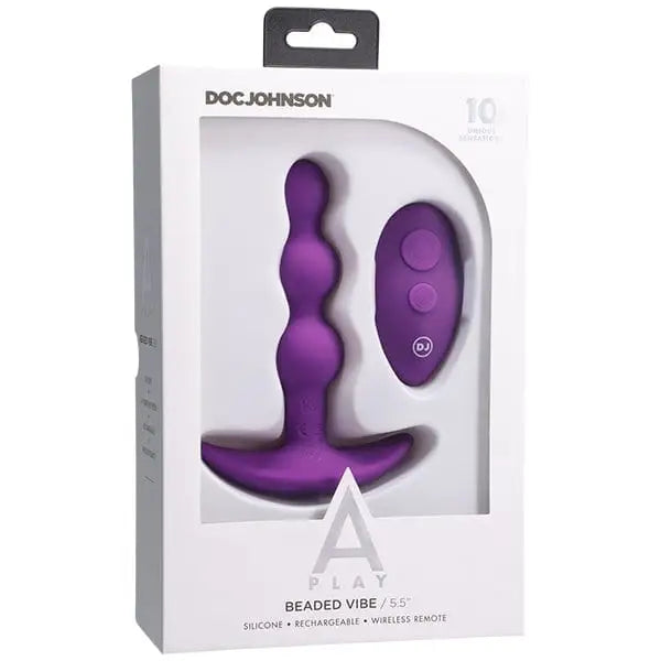 Open box for A-Play Beaded Vibe Rechargeable Silicone Anal Plug with white packaging