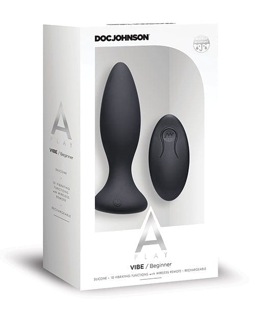 A-Play Powered Plug Beginner / Black A-Play - Vibe - Rechargeable Silicone Anal Plug with Remote at the Haus of Shag
