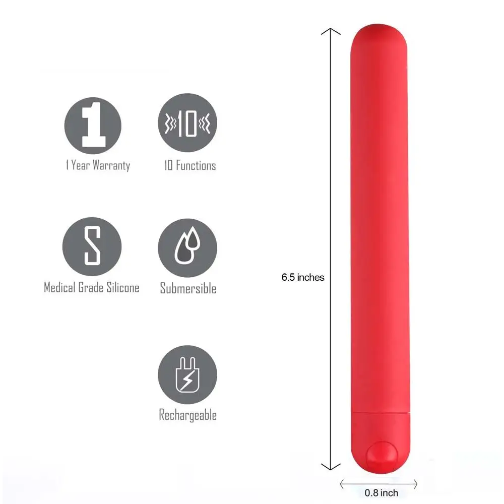 Abbie Long Rechargeable Bullet Red - Bullet Vibrator