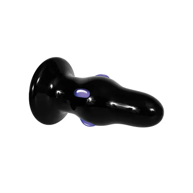 Adam & Eve Rear Rocker Vibrating Glass Anal Plug - Black - Anal Products