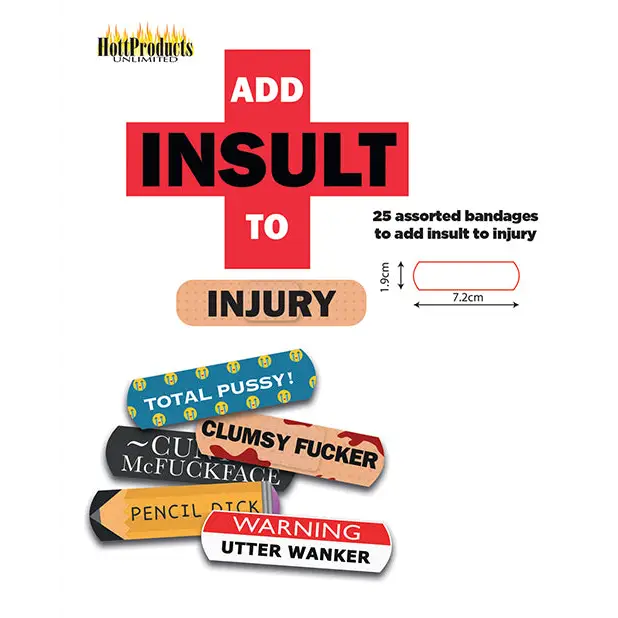 Add Insult To Injury Bandages W/assorted Sayings - Box Of 25 - Novelties