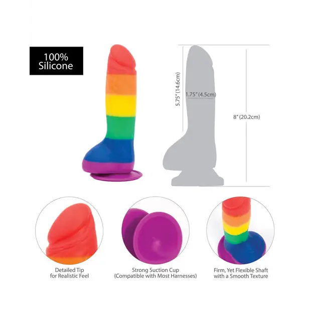 Addiction Justin 8’’ Dildo - Rainbow - Dongs & Dildos