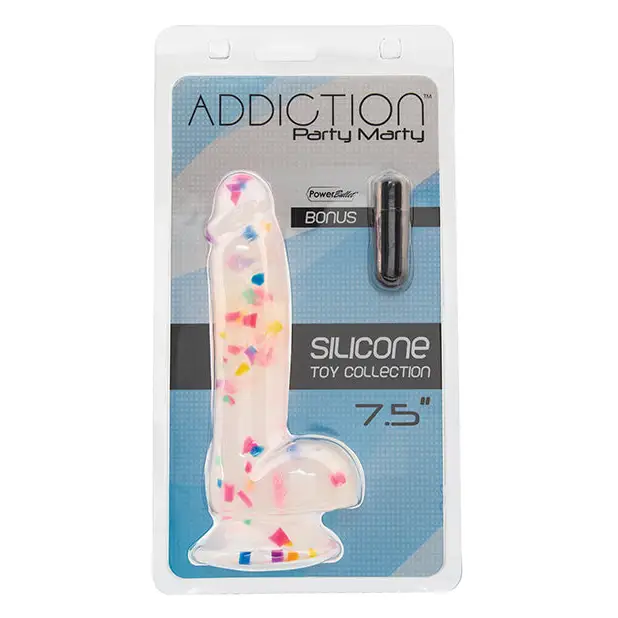 Addiction Party Marty 7.5’’ Dildo - Frost/Confetti - Dongs & Dildos