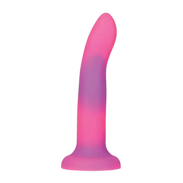 Addiction Rave Bendable 8 in. Silicone Dildo Glow in the Dark Pink Purple - Pink - Dildos and Dongs