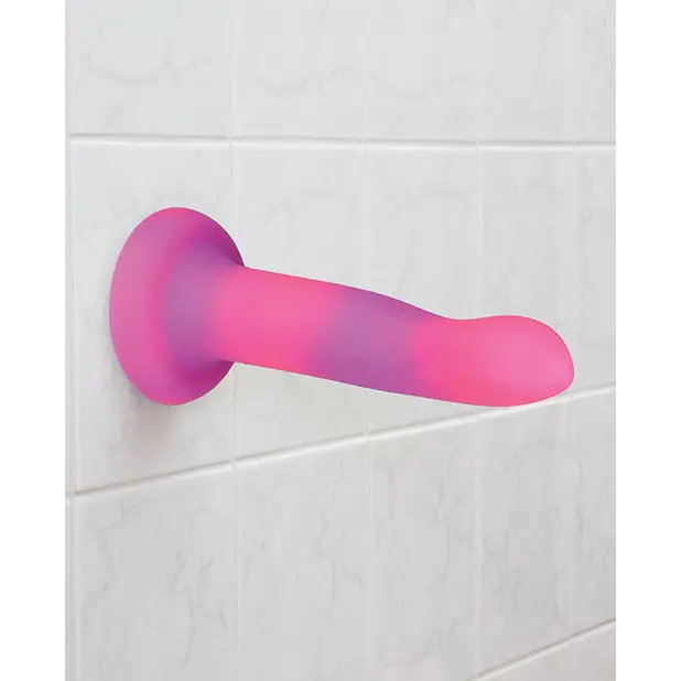 Addiction Rave Bendable 8 in. Silicone Dildo Glow in the Dark Pink Purple - Pink - Dildos and Dongs