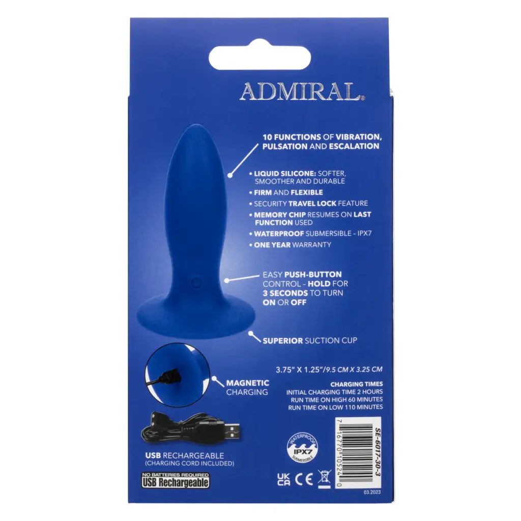 Admiral Liquid Silicone Vibrating Torpedo - Powered Butt Plug