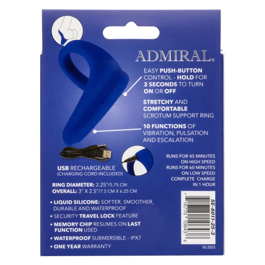 Admiral Vibrating Pernium Ring & Massager Liquid Silicone - Cock Ring