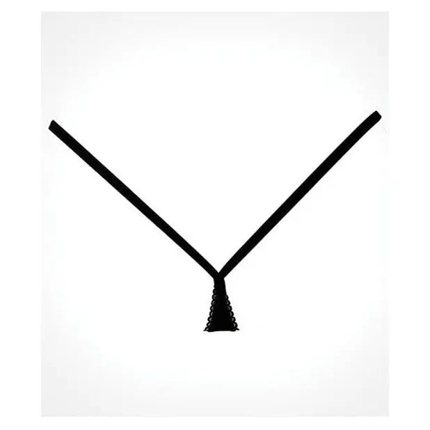 Adore ’Between The Cheeks’ Velvet Y-Back Thong - Black & White Clock Face Detail