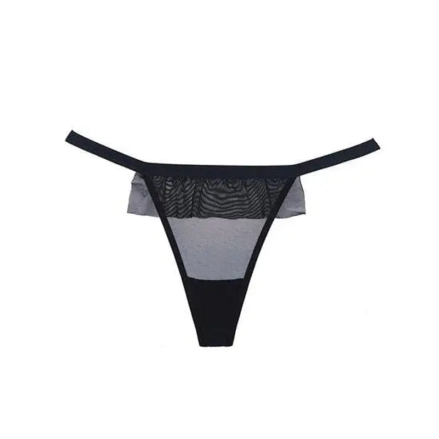 Adore ’Black Tie’ women’s thong underwear with lace waistband and bow back detail