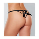 Adore ’Black Tie’ Mesh Thong features a decorative bow in black ribbon for a chic look