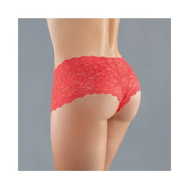 Woman wearing Adore ’Candy Apple’ crotchless panty from the ’Candy Apple’ collection