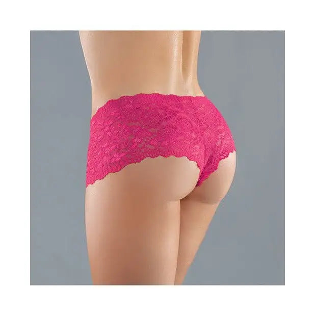 Woman wearing Adore ’Candy Apple’ crotchless panty in pink