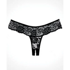 Adore ’Chiqui Love’ crotchless thong - black lace with floral pattern for an alluring look