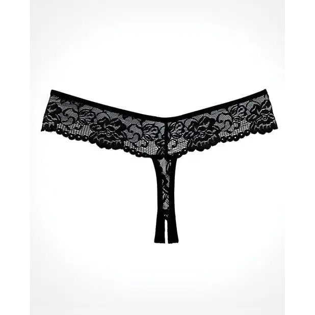 Adore ’Chiqui Love’ crotchless thong - black lace with floral pattern for a seductive look