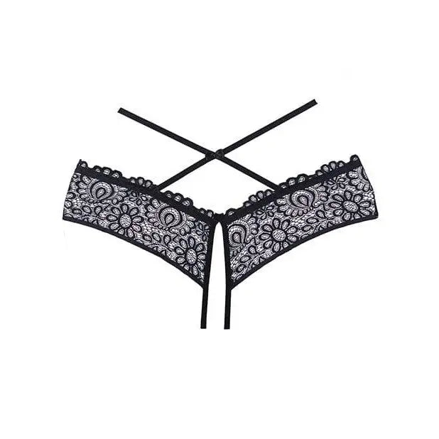 Adore ’Crayzee’ Open Panty with Criss Cross Waist Straps & Lace Floral Pattern