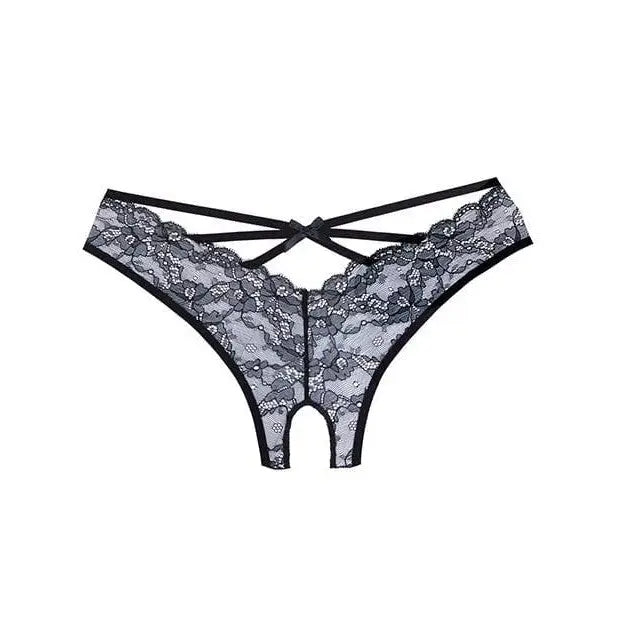 Adore ’Crush’ black and white lace open panty with bow ties and intricate lace design