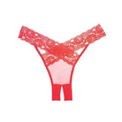 Red lace bra with lacy pattern from Adore ’Desire’ Sheer & Lace Panty collection