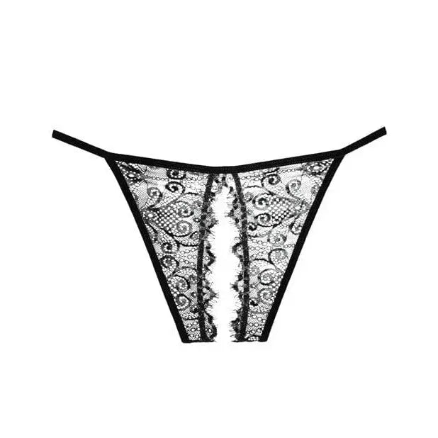 Adore ’Enchanted Belle’ Crotchless Lace Panty – Lacy black & white thong with floral pattern