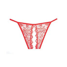 Adore ’Enchanted Belle’ Crotchless Lace Panty - Red Lace Thong with Floral Pattern