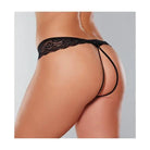 Close-up of a woman in Adore ’Foreplay’ Lace & Mesh Front Open Panty with lace trim