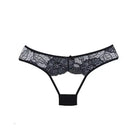 Adore ’Kiss’ Mesh & Lace Open Panty - Black Lace Thong Underwear with Floral Pattern