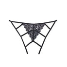 Adore ’Luv Web’ black lace strappy open front thong underwear for women