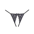 Adore Luv Web strappy open black lace thong with floral pattern and thin straps