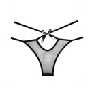 Adore Naughty Vanilla sheer black thong underwear with bow detail for an elegant touch