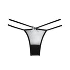 Adore ’Naughty Vanilla’ sheer black and white thong with double straps and small bow detail