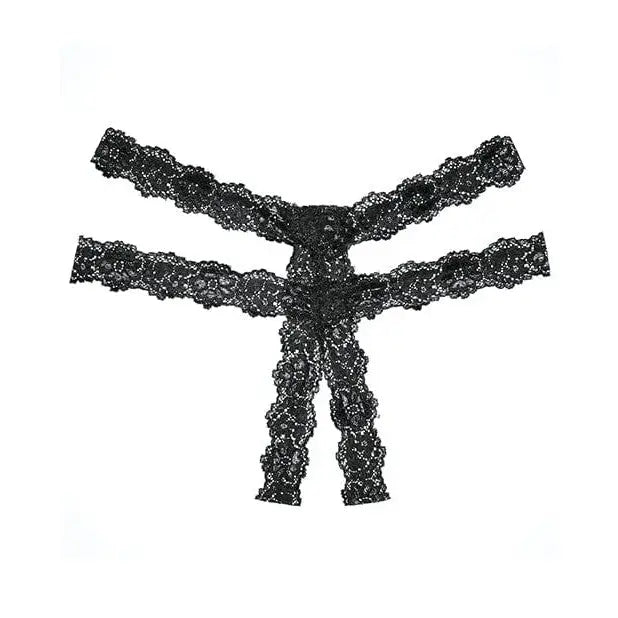 Adore ’Southern Rhapsody’ black lace lingerie with strappy stick figure design