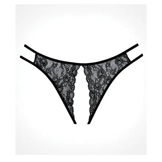 A black lingersuit with lace bra and thong from the Adore ’Sweet Honey’ Crotchless Panty collection