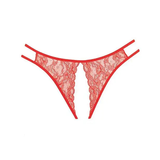 Red lace ’Sweet Honey’ crotchless panty with matching bottom in the Adore collection