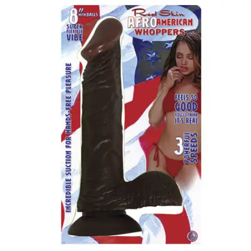 Afro American Whoppers 8in. Vibrating Dong with Balls - Dildos and Dongs