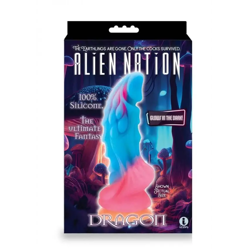 Alien Nation Glow Dragon Silicone Glow in the Dark Creature Dildo - Glow in the Dark - Fantasy Dildo