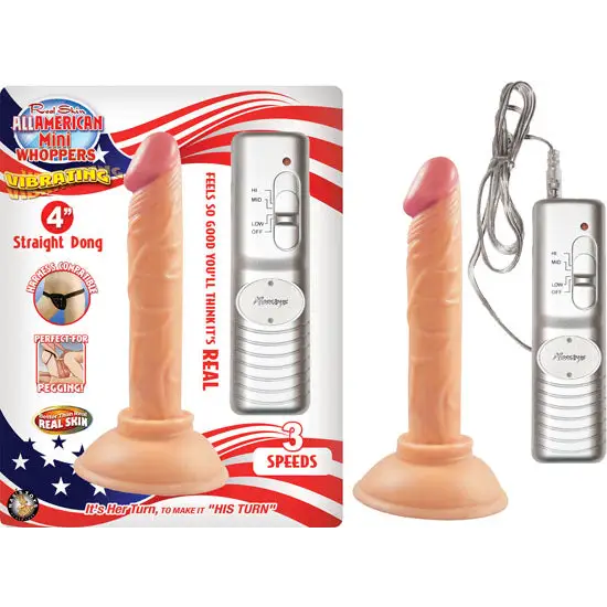 All American Mini Whoppers 4in Straight Dong Flesh Vib. - Vibrators