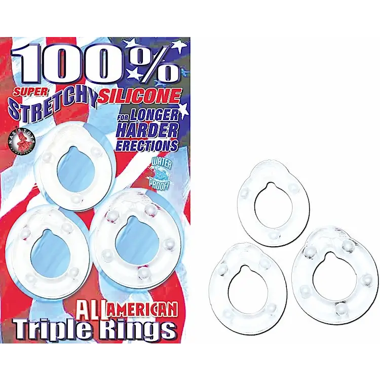 All American Triple Rings - Clear - Sextoys for Couples