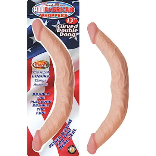 All American Whoppers 13in. Curved Double Dong (White) - Dildos and Dongs