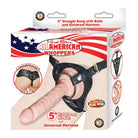 All American Whoppers 5in Straight Dong&Universal Harness Flesh - Strap-On Harnesses