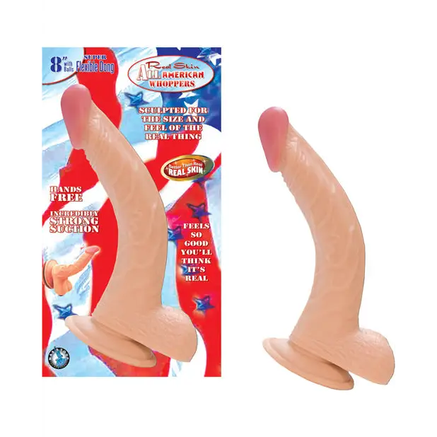 All American Whoppers 6.5in. Curved Dong with Balls - 8’’ - Dildos and Dongs