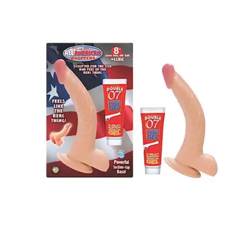 All American Whoppers 8in. Curved Dong with Balls - Dildos and Dongs