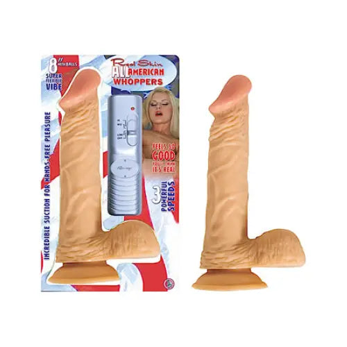 All American Whoppers 8in. Vibrating Dong with Balls - Dildos and Dongs