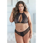 Allure Lingerie Lingerie Set 2XL / 3XL / Black Allure 'Elise' Halter Neck Top & Open Back Panty at the Haus of Shag