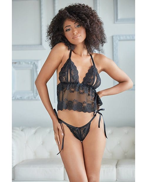 Allure Lingerie Babydoll Allure 'Gigi' Peek-a-Boo Babydoll with Tie Side Open Panty at the Haus of Shag